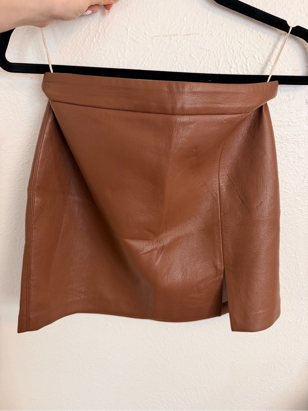 Brown Faux Leather Mini Skirt - Women